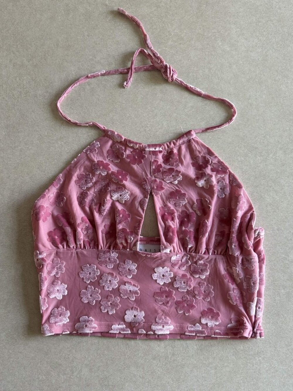 Daisy Street Velvet Floral Halter Crop Top ASO Sarah Cameron - Picture 5 of 8